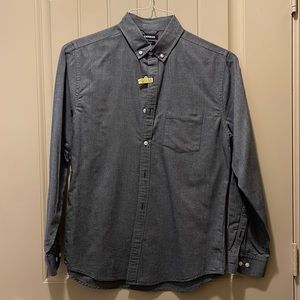 Express Dark Gray Long Sleeve Button Down w/ Button Down Collar